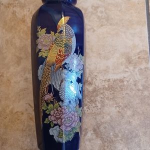Vntage Japanese Satsuma Cobalt Blue Vase 11"